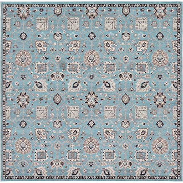 Unique Loom 3125997 Area Rug, 8 Feet 4 Inch, Light Blue/Ivory