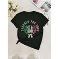 thumbnail image 2 of Camiseta con gráfico "Cambiado para siempre" - Cuello redondo informal, manga corta, top de moda para mujer, algodón transpirable, lavable a máquina, top deportivo de ocio, 2 of 7