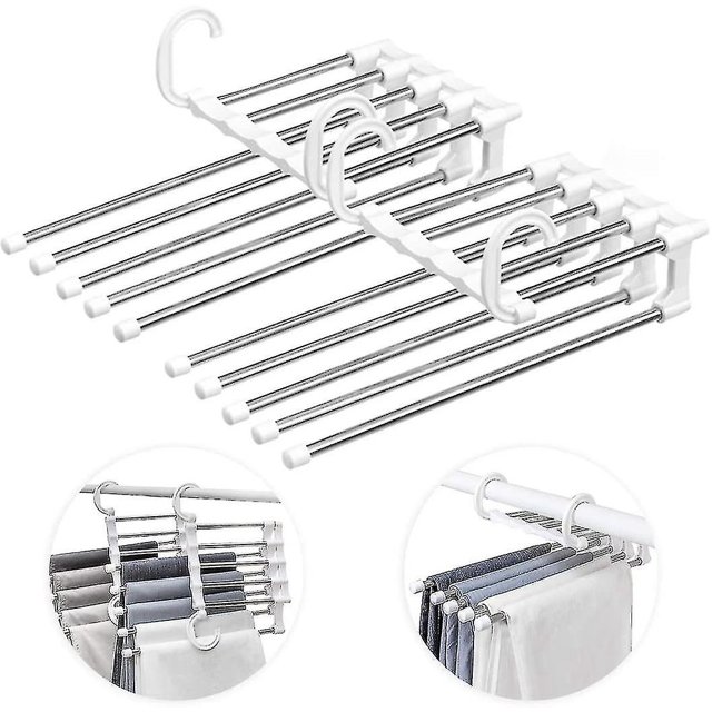 Set Of 2 Trouser Hangers Space-saving Stainless Steel Trouser Hangers