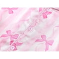 thumbnail image 3 of Beezizac Satin Pajamas for Girls-Cute Pink Silky Short-Sleeved Shorts Set with Charming Pink Bow & Striped Print Size 10, 3 of 7