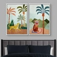 thumbnail image 2 of IDEA4WALL Framed Canvas Print Wall Art Set Wild Tropical Jungle Safari Cheetah & Monkey Digital Art Decorative Bohemian Colorful Chic Artwork for Living Room, Bedroom, Office - 16"x24"x2 White, 2 of 5