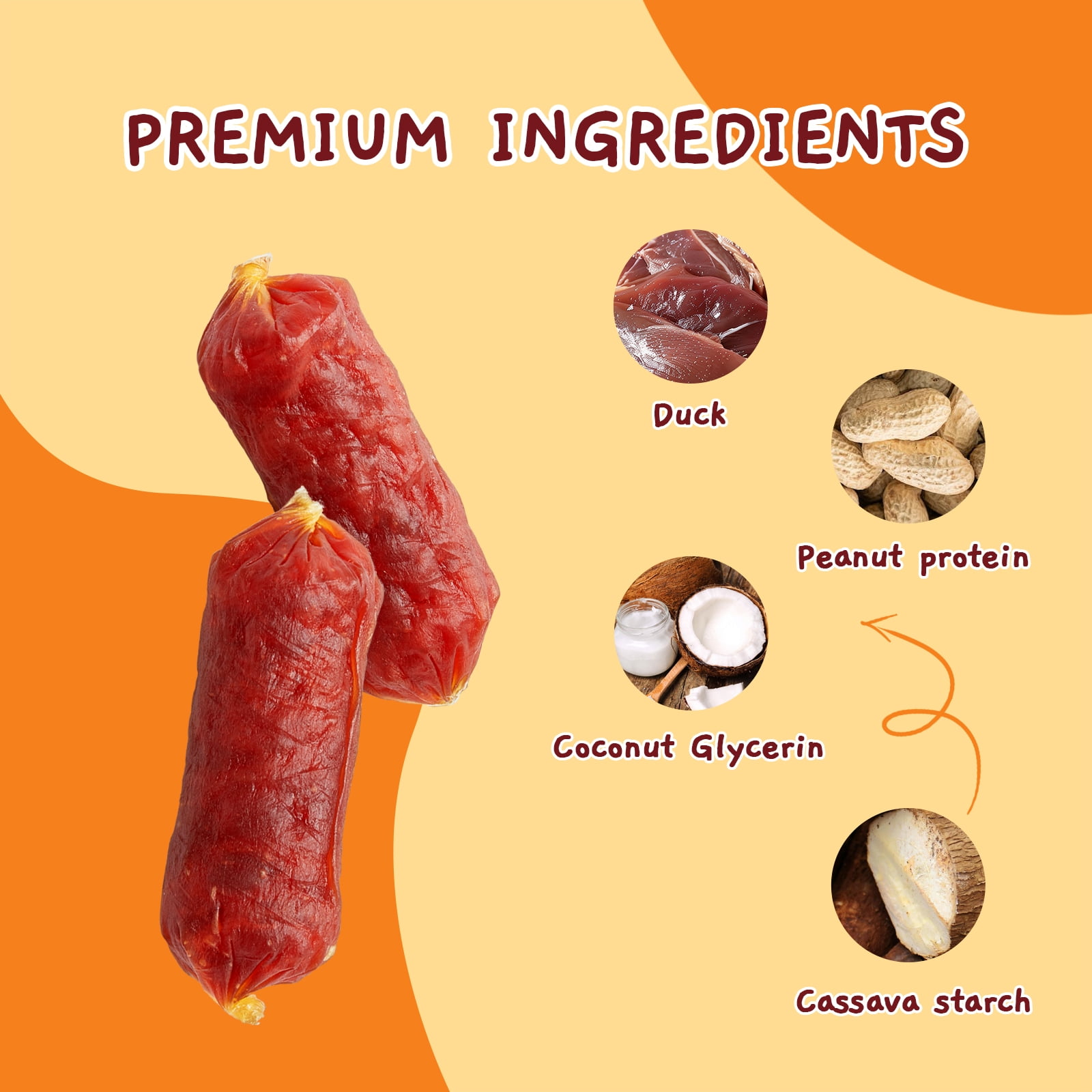 (5 pack) Jungle Calling Duck Sausage Dog Treats, Single Ingredient Duck Jerky for Small & Medium Dogs, 10.6 oz