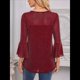 thumbnail image 4 of Blusa Elegante con Volantes para Mujer, 3/4, Cuello Redondo, Doble Capa, , Túnica. Rojo XXL, 4 of 9