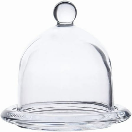 ABCISI Glass Cake Stand with Lid - 9x9cm Mini Cupcake Display Dome, Appetizer Serving Tray Dessert Platter for Macarons, Cannoli, Desserts (3.5''Height)
