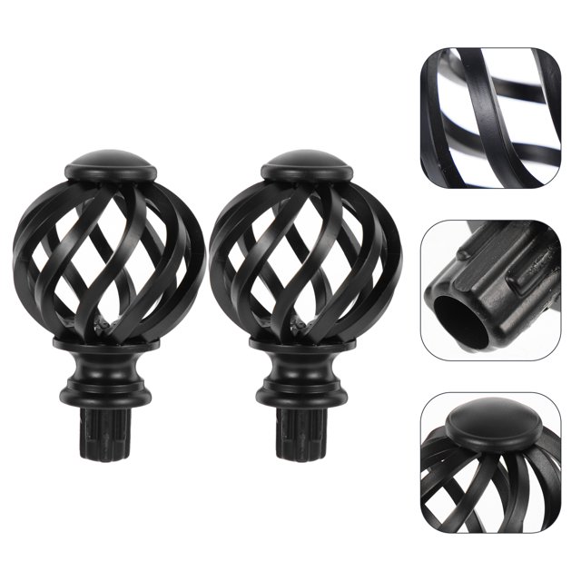 2 Pcs Embouts de Tringle à Rideaux Ronds de Cage à Oiseaux Remplacement Embouts de Rail de Rideaux Diamant Embouts de Tringle à Rideaux Vis Sphérique