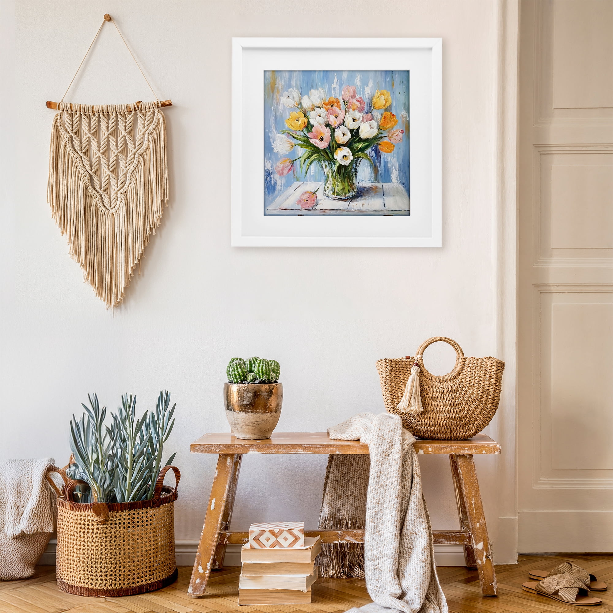Stupell Industries Her Cottage Garden Tulips White Framed Print Under Glass, design by Tina LeCour