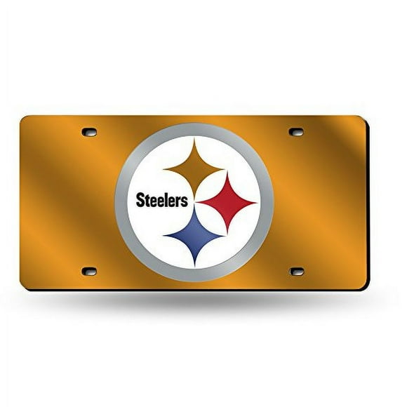 Rico Industries etiqueta láser cortada de 12" x 6" de los Pittsburgh Steelers de la NFL en amarillo para carro/camión/SUV - Decoración automotriz