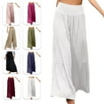 thumbnail image 5 of Pantalones de verano para mujer pantalones elásticos de pierna ancha para mujer de color sólido transpirables para uso diario para yoga ANGGREK  Otros, 5 of 5