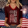 thumbnail image 2 of WERYOUNG Patriotic Graphic T Shirt For Women V Neck 3/4 Sleeve Tee Fourth Of July Celebration T-Shirts Trendy Top XXL, 2 of 2
