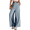 Light Blue, variant on Pants For Women Striped Patchwork Drawstring Pants Loose Fit Casual Summer Beach Vacation Trousers Khaki XXL