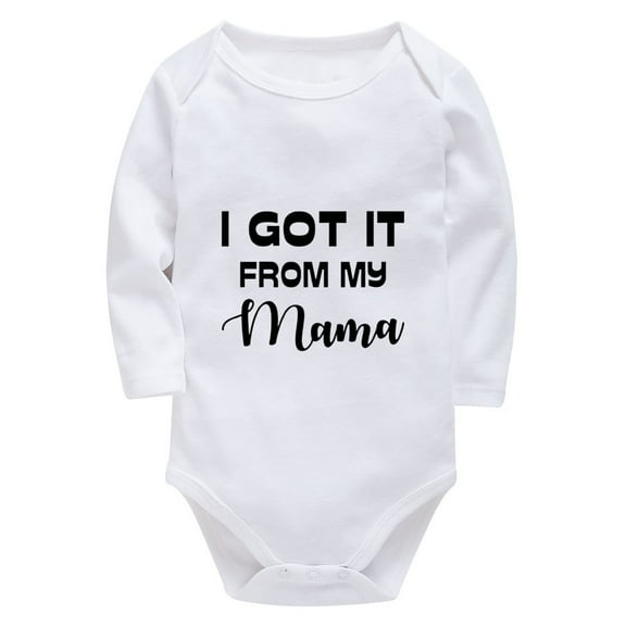I Got It From My Mama Gender Neutral Baby Outfits Long Sleeve Boy Outfits White Baby Boy Clothes 0-3 Months