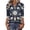 Dark Blue, variant on Women's Fashion Casual Retro Floral V-Neck Decorative Button Three-Quarter Sleeve T-Shirt Top, Elegant Blouse for Women,Dark Blue,XL