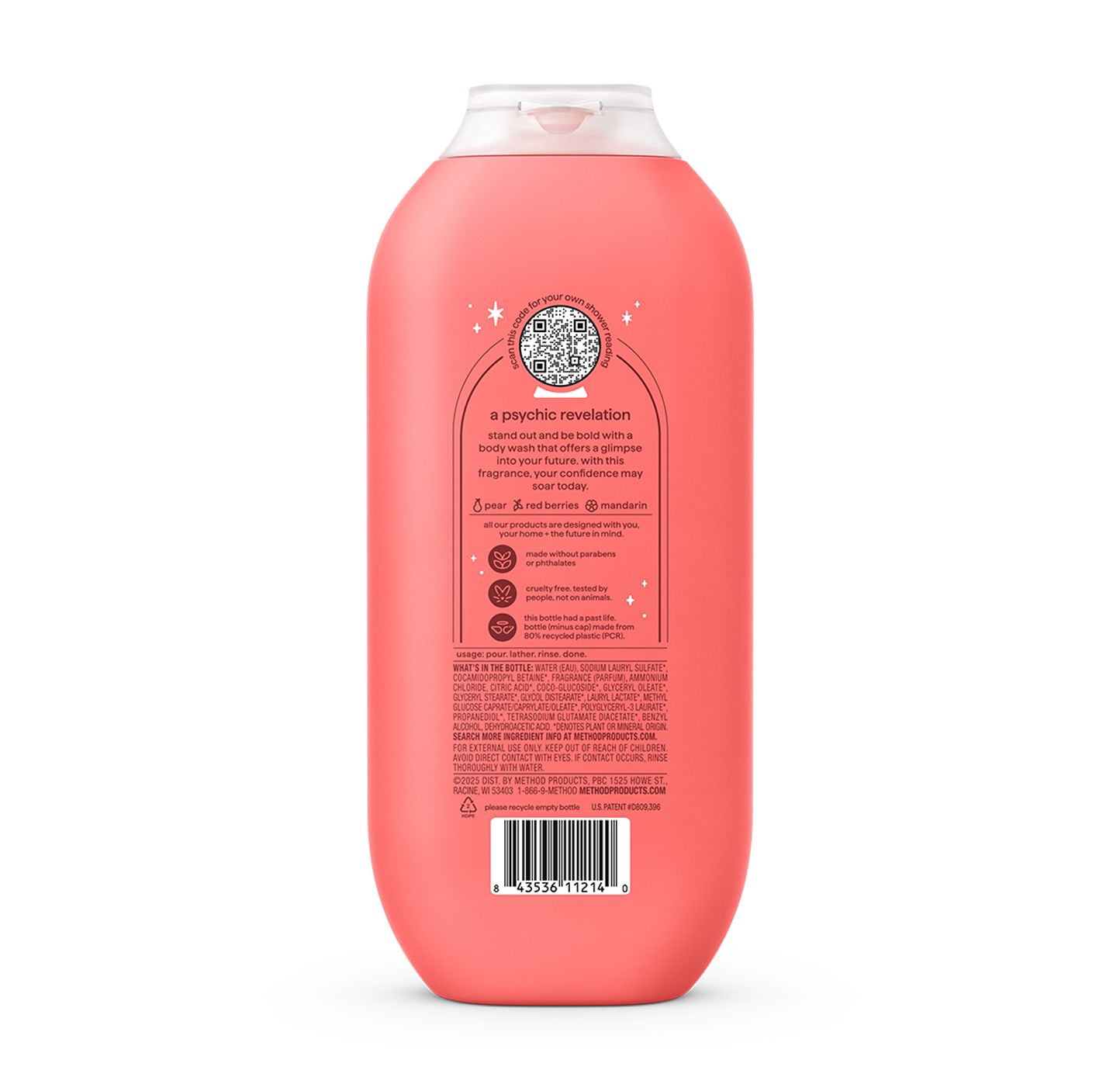 Method Limited Edition Shower Readings Body Wash, The Maverick, 18oz bottle, with notes of Pear, Red Berries and Mandarin
