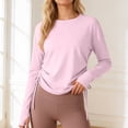 thumbnail image 2 of FUYUDY Women Blouse Loose Fit Drawstring Yoga Tops Long Sleeve Workout Shirt For Running Gym Athletic Breathable Casual Activewear Breathable Female Solid Color Dailywear, 2 of 5
