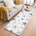 thumbnail image 2 of Navy Blue Beige Starfish Runner Rug 2x6 Washable Kitchen Rug Non-Slip Lightweight Thin Soft Low Pile Bathroom Runner Coastal Summer Beach Nautical Carpet for Hallway Laundry Room Bedroom Entryway, 2 of 9