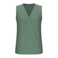thumbnail image 4 of Liquidation! Hauts Grande Taille pour Femmes, Blouse à Manches Courtes d'Été pour Femmes, Mode Décontractée Sans Manches Unie Col en V Blouse, 4 of 5