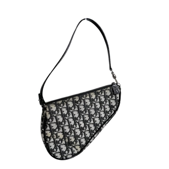 Pre-Owned Christian Dior Trotter Saddle Bag Accessory Pouch Black (Good)