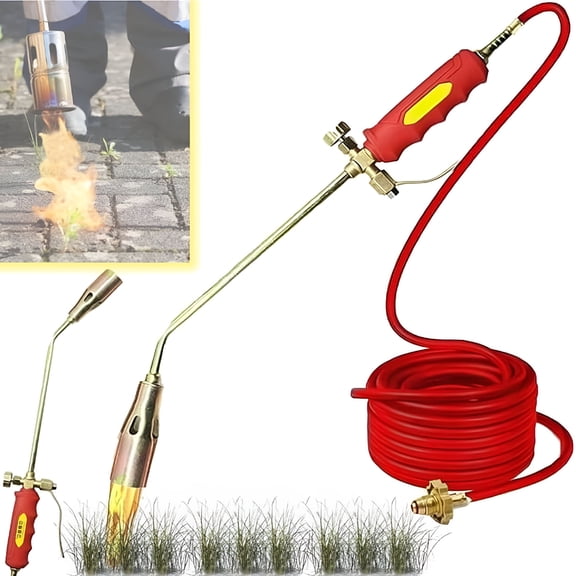 HIBIBUD Propane Torch Weed Burner Kit,Portable Garden Weed Burner Torch with Igniter,High Output 1,900,000 Btu,Weeds Torches for Outside Home Garden Weeds (Nozzle Diameter 1.4in,6.6Ft Tube)
