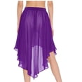 thumbnail image 2 of iixpin Chiffon Dance Skirts for Women High Low Gymnastic Ballet Skirt Elastic Waistband Cover-up Skirt Purple L, 2 of 5