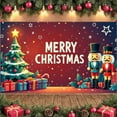 thumbnail image 5 of Red Theme Christmas Banner Christmas Tree Design Merry Christmas Banner Nutcracker Decor Gold Star Xmas Banner for Christmas Party Holiday Decoration Indoor Celebration, 5 of 9