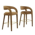 thumbnail image 2 of Modway Pinnacle 30" Upholstered Fabric Bar Stool in Brown/Gold (Set of 2), 2 of 10