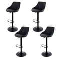 thumbnail image 1 of Sillas de Bar para Barra de Cocina con Respaldo y Reposapies de Altura Ajustable Bancos para Bar con Asiento Acolchado Diseño Elegante Set de 4 Piezas Full Black, 1 of 5