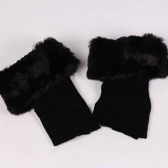 Monebena 1 Pairs Women Winter Faux Fur Boot Cuff Crochet Knit Boots Socks Short Leg Warmers Short Boot Socks Cuffs for Boots M01