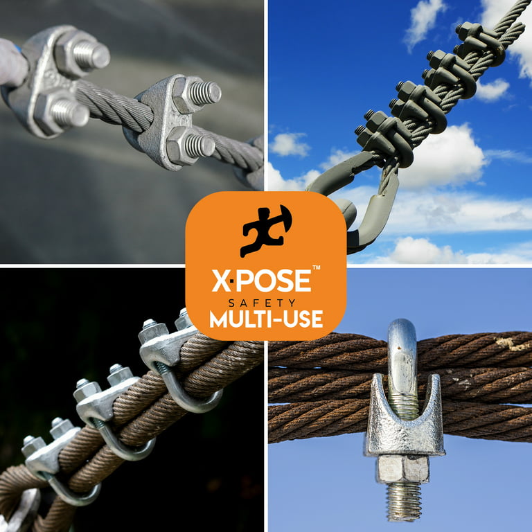 Wire Rope Clamp for Stainless Steel Wire Rope - 1/8 Galvanized U Bolt  Style Cable Clips - for Guy Line, Metal Fence, Antenna, Clothesline,  Rigging Hardware, Batting Cage - by Xpose Safety