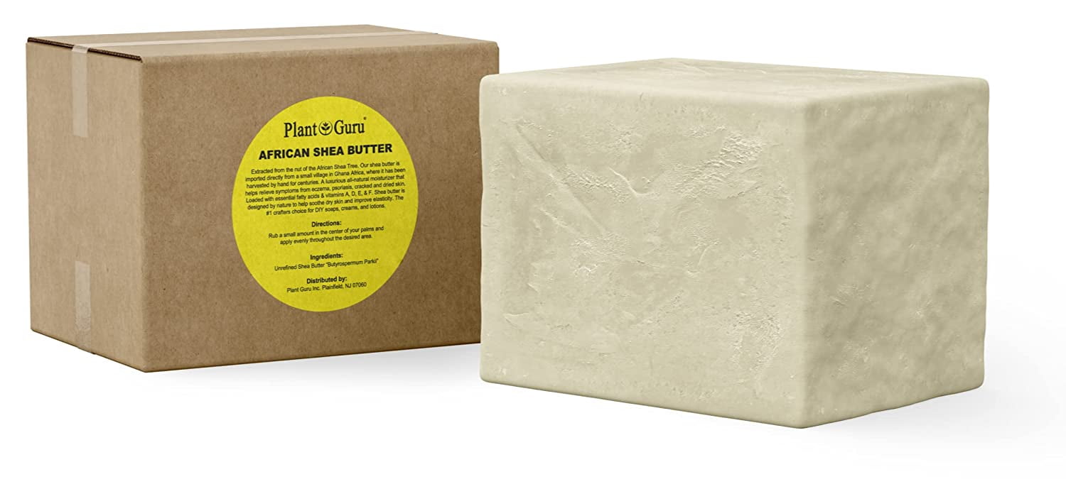 Raw African Shea Butter 5 lbs. Bulk Wholesale Block 100% Pure Natural Unrefined Organic Ivory / White From Ghana DIY Craft, Body, Lotion, Cream, lip Balm, Soap Making, Eczema, Psoriasis, Stretch Marks
