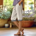 thumbnail image 2 of yeiolnoer Women's Cotton Linen Capri Pants Wide Leg Casual Cropped Pants Loose Beach Vacation Pants with Pockets, 2 of 5