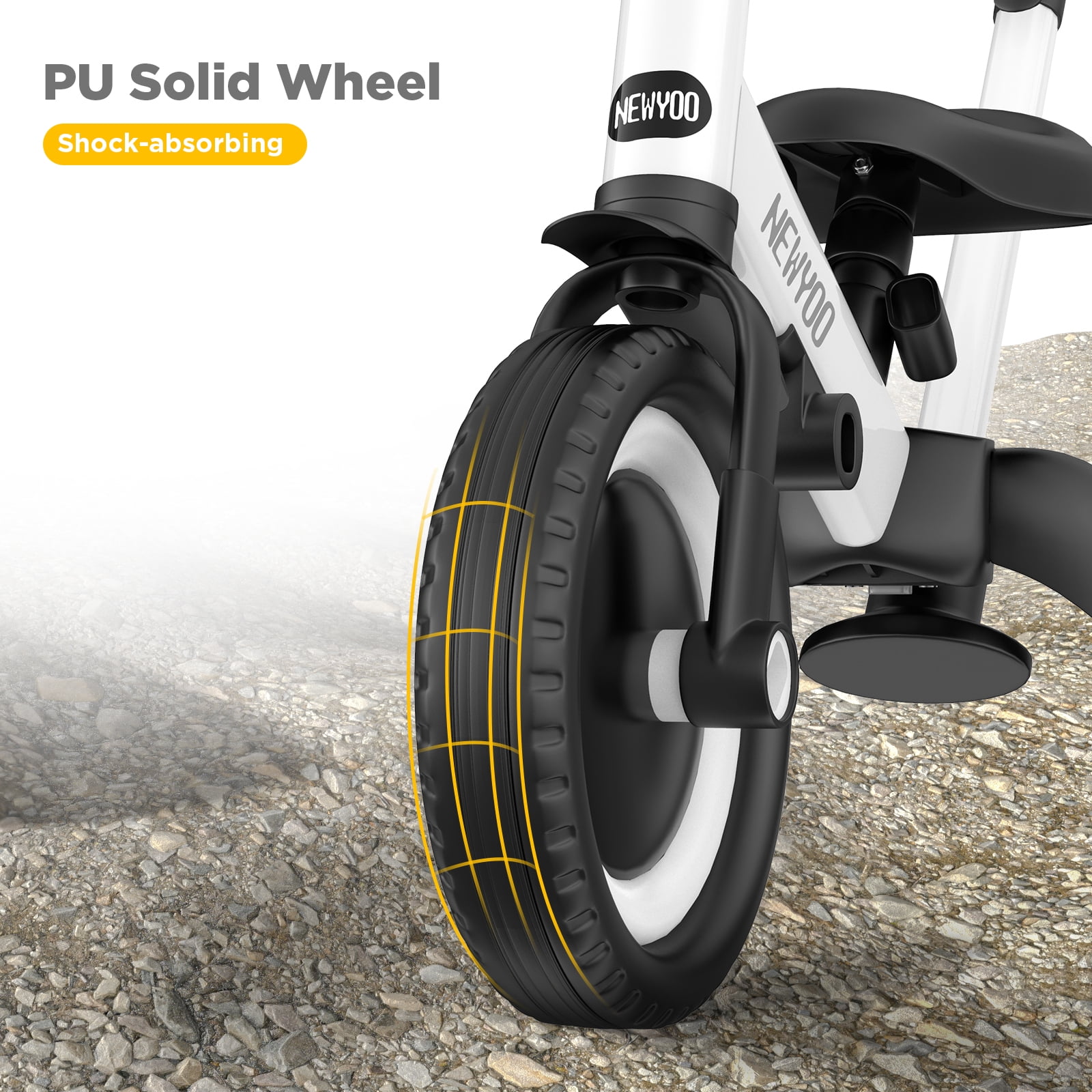 Toddler Bike with Removable Pedals 5 in 1 Kids Push Trike NEWYOO Toddler Push Tricycle with Parent Steering Handle for 1,2,3 Years Old Boys and Girls White Adjustable Seat and Handle
