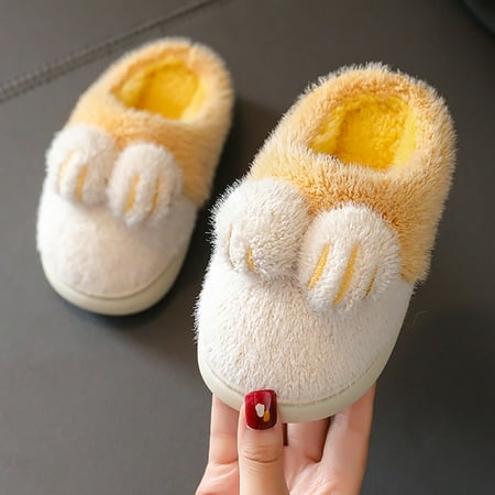 

TOWED22 Toddler Sandals Girl Closed Toe Kids Cotton Slippers Girls Boys Memory Foam Comfy House Slippers Bedroom Home Slippers Yellow