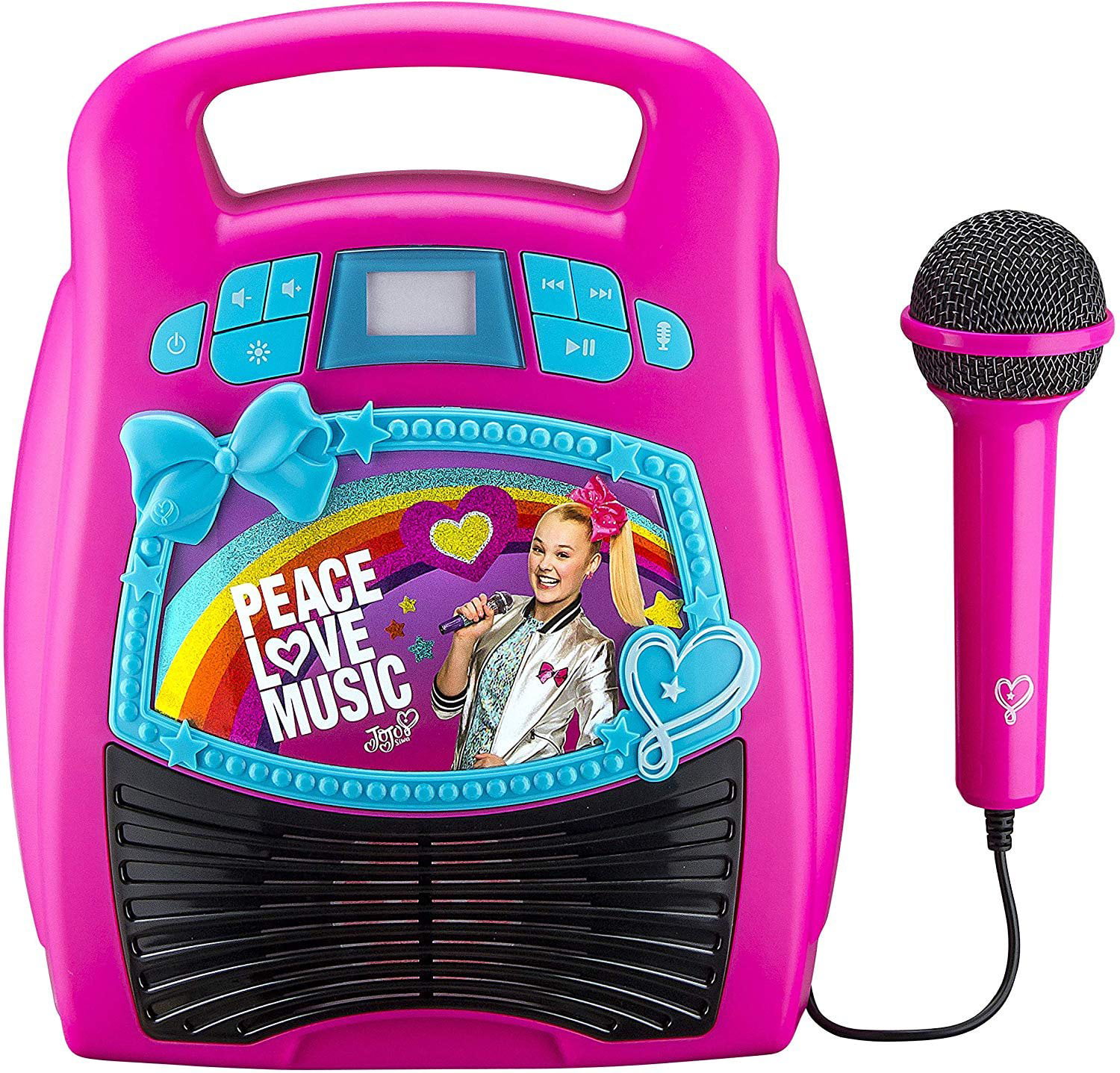 eKids Disney Princess Bluetooth Portable MP3 Karaoke Machine Player Light Show Store Hours of Music Built in Memory Sing Along Using Real Working Microphone USB Port Expand Content 