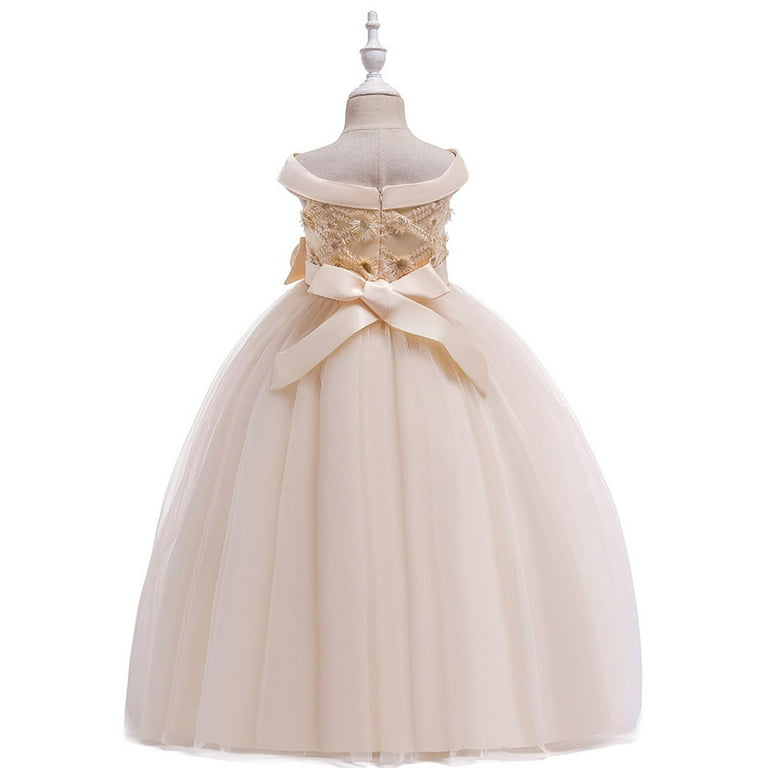 Atoguta 7-14 Years Graduation Dress for Girls Tulle Dresses Bridesmaid Wedding Communion Birthday Party Pageant Maxi Prom Gown for Kids Yellow, Girl's