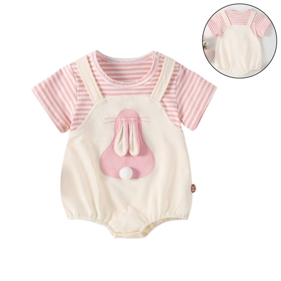 Easter Outfit for Baby Girl Short Sleeve Bunny Bodysuit Romper Summer Clothes Girl Outfits 0-3 Months