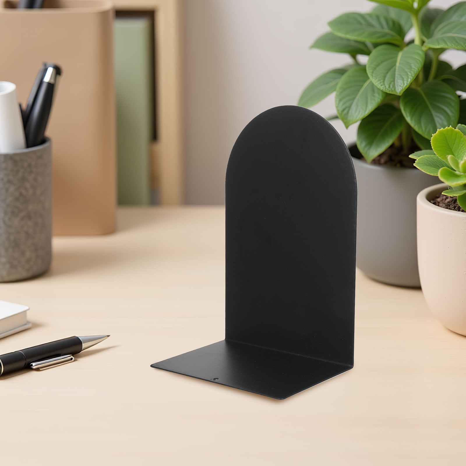 ELAYARD 4-Piece Black Metal L-Shaped Bookends Heavy Duty Book Holders for Shelf Desk Office Home Organization