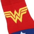 thumbnail image 5 of Wonder Woman Logo Red White and Blue Athletic 3-Pack Quarter Crew Ankle Socks, 5 of 7