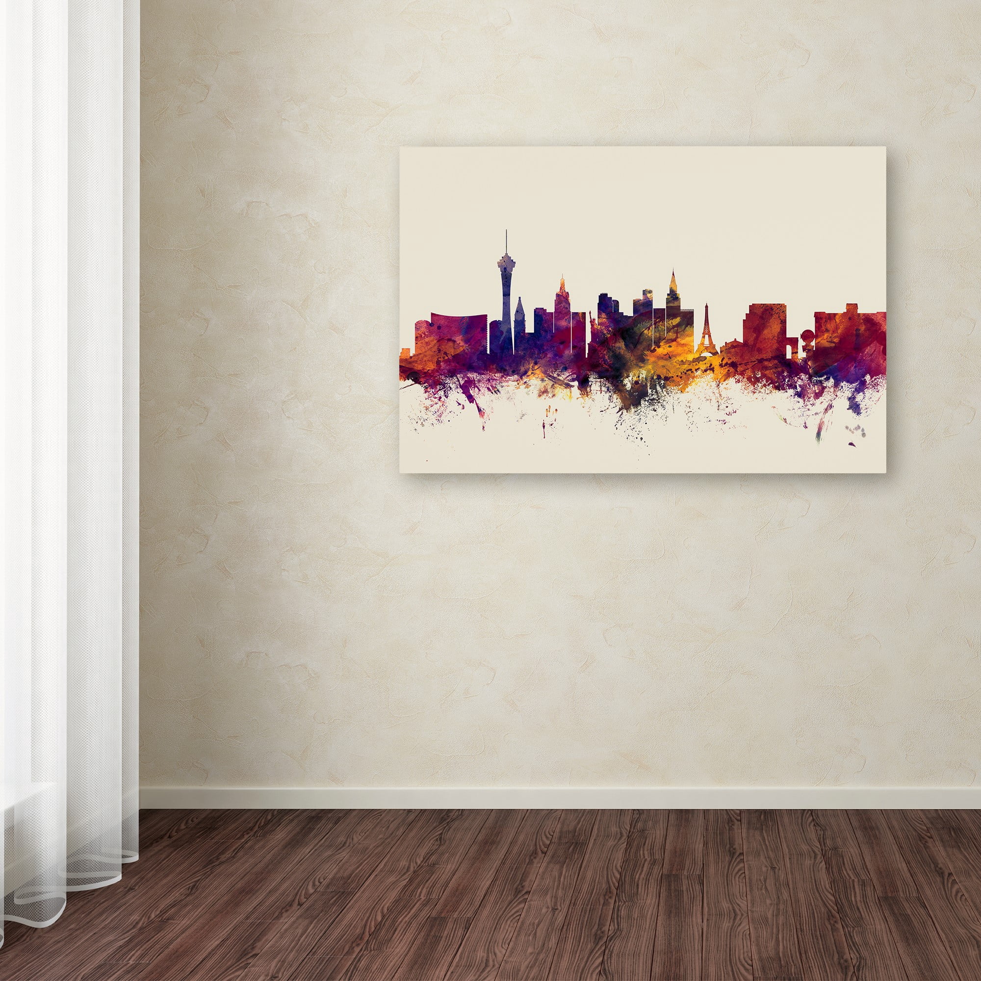 Trademark Fine Art "Las Vegas Nevada Skyline" Canvas Art by Michael Tompsett
