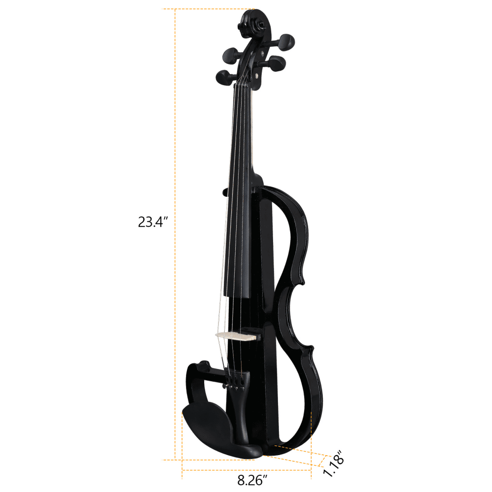 Tcbosik 4/4 Full Size Electric Violin Set with Headphone and Connecting Line for Beginner Adults, Fiddle with Bow, Case and Rosin, Black
