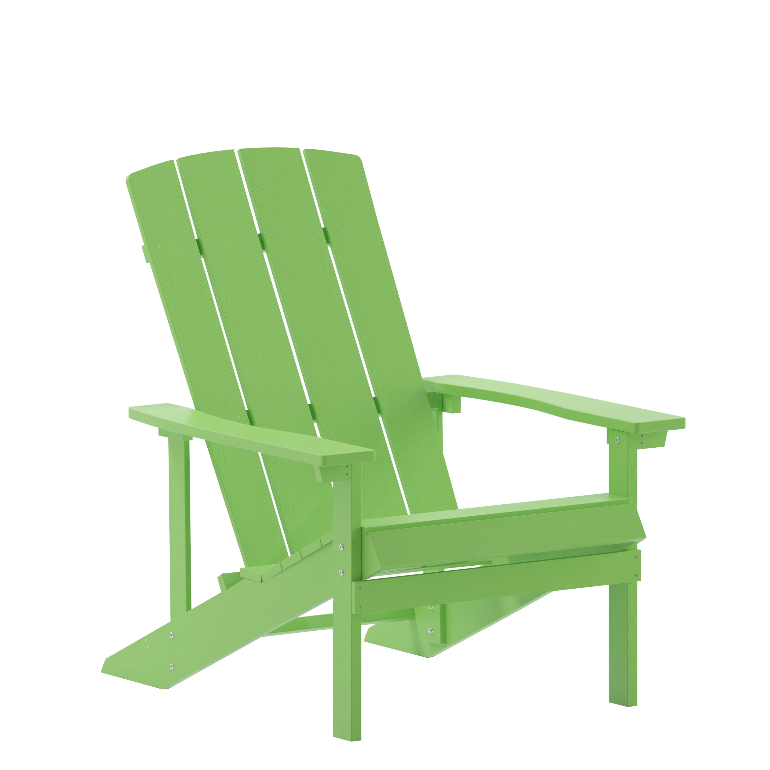 BizChair Commercial Grade Indoor/Outdoor Adirondack Chair, Weather Resistant Durable Poly Resin Deck and Patio Seating, Lime Green