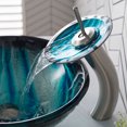 thumbnail image 3 of AUS Nature Series Blue Glass Bathroom Vessel Sink and Waterfall Faucet Combo Set with Matching Disk and Pop-Up Drain, Satin Nickel Finish, 3 of 8