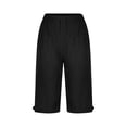 thumbnail image 4 of HKYNLAG Bermuda Shorts For Women Linen Shorts Knee Length Elastic Waist Long Shorts Casual Summer Shorts Petite Capri Pants Dressy Beach Comfy Pull On Shorts With Pockets Black S, 4 of 5
