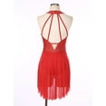 thumbnail image 3 of Miutii Figure Ice Skating Dress for Women Sleeveless Glitter Rhinestones Mesh Splice Leotard Red S, 3 of 8
