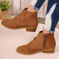 thumbnail image 5 of Roncen Women's Chunky Heel Ankle Boots - Fashionable Lace-Up Short Shaft British Style Casual Shoes with Wide Width, 5 of 7