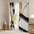 thumbnail image 3 of Homewish Black Gold Gray Kitchen Curtains,Modern Brush Strokes Black Out Curtains Pack of 2 (42x63 Each), 3 of 6