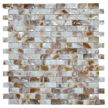 6-Tiles White MOP Shell Mosaic Tile for Kitchen Backsplashes / Shower Wall, 12