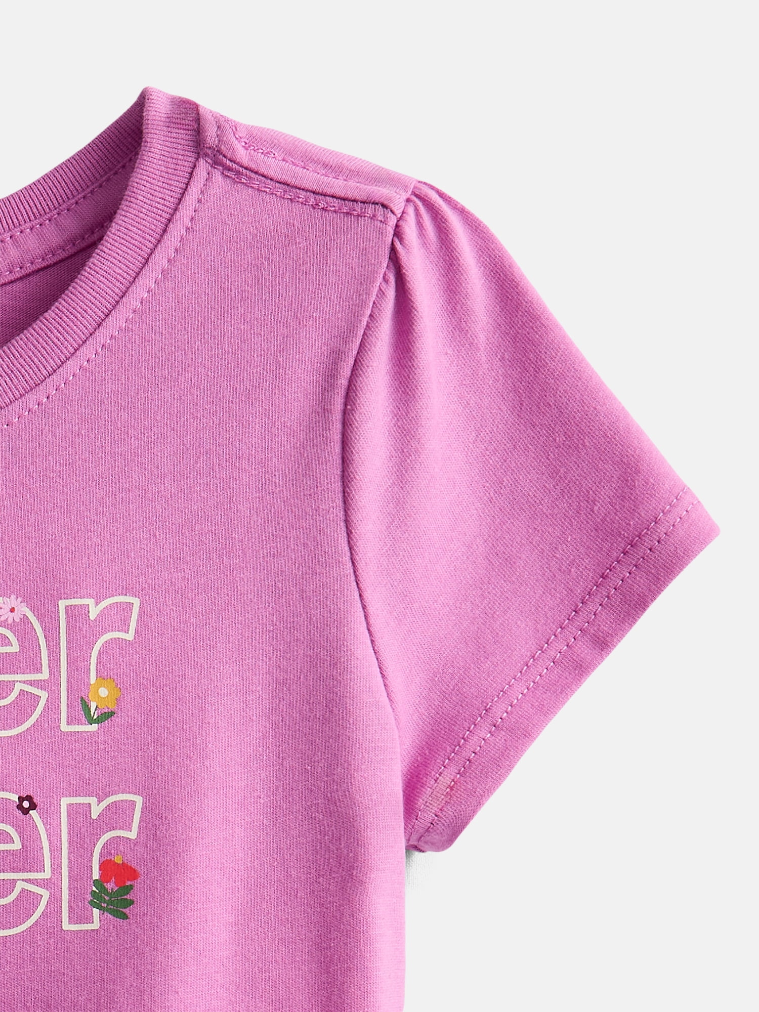 Wonder Nation Toddler Girls Graphic Tee with Short Puff Sleeves, Sizes 18M-5T