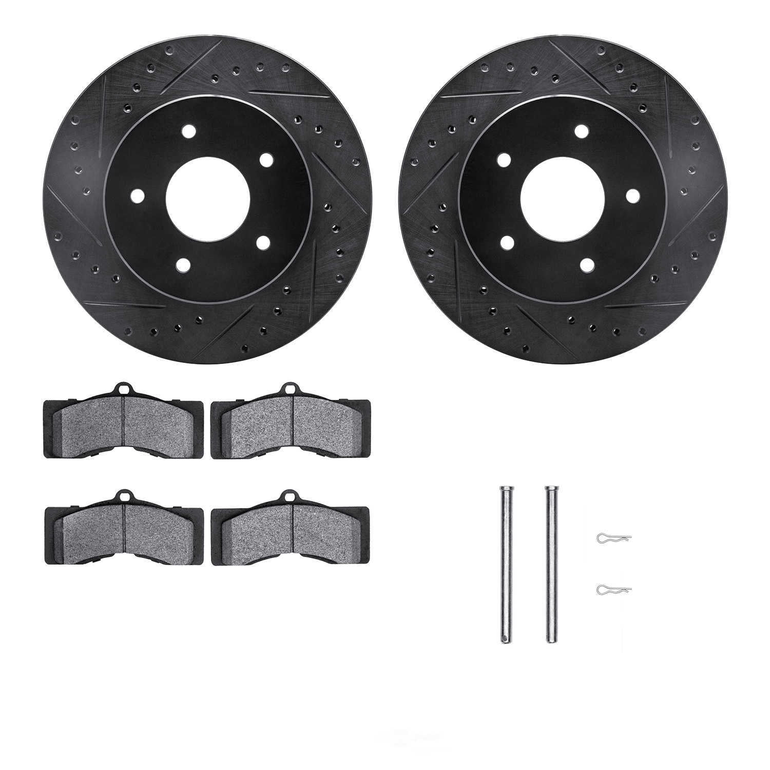 Dynamic Friction Company 8512-47124 DFC Rotors-Drilled and Slotted-Black with 5000 Advanced Brake