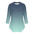 thumbnail image 5 of ABATAB 3/4 Sleeve Shirts for Women Summer Fall Dressy Tees Front Pleated Gradient Color Crew Neck Tshirts Casual Work Tunic Tops(X-Large,Army Green), 5 of 5