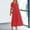 Red, variant on Women's Flowy Boho Summer Dress Lightweight Midi Maxi Casual V Neck Short Sleeve Elastic Waist Beach Dress with Pockets